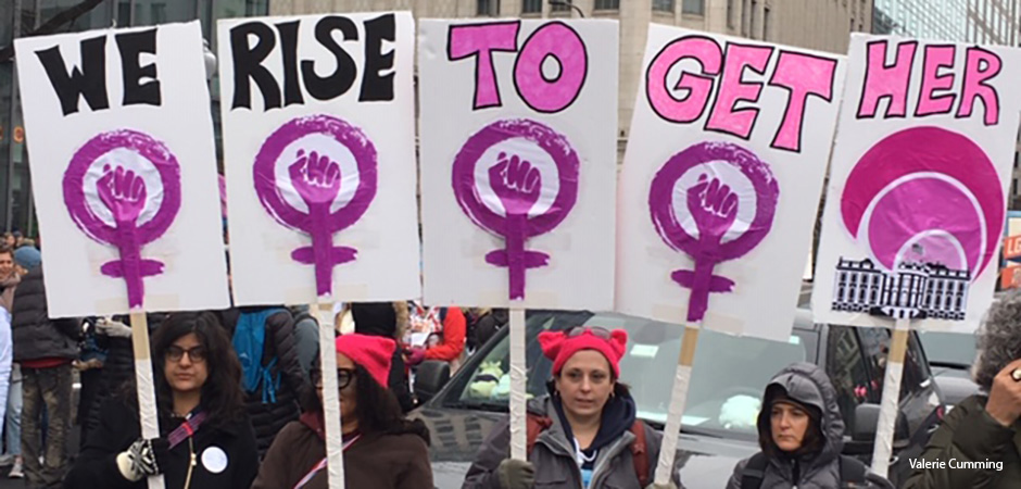 Women protesting at the Women's March in Washington D.C.