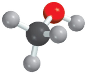 The atomic structure of methanol.