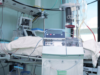 medical bed with instruments