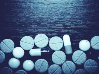 capsule pills with medicine antibiotic in packages
