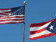 Puerto Rico, Old San Juan, flags of the USA and Puerto Rico