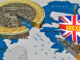 3d rendering of a Euro coin, with a slice moving out shaped like a ship with a British flag, representing the brexit referendum and withdrawal of Great Britain from the European Union