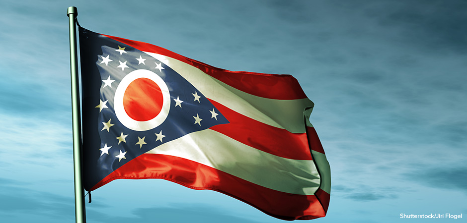 Ohio (USA) flag waving on the wind
