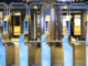 Subway station entrance in downtown Manhattan, New York Cit