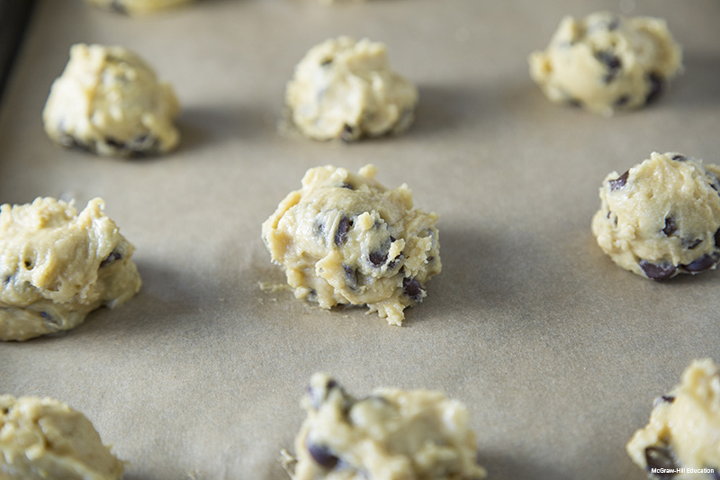 Cookie dough on a cookie sheet