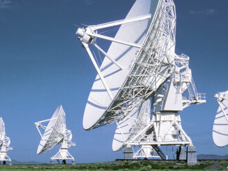 radio telescopes pointed into the sky