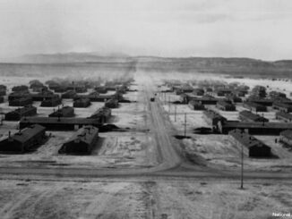 Topaz, Utah. A panorama view of the Central Utah Relocation Center, taken from the water tower.