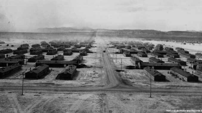 Topaz, Utah. A panorama view of the Central Utah Relocation Center, taken from the water tower. Topaz, Utah. A panorama view of the Central Utah Relocation Center, taken from the water tower.