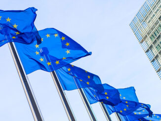 several European Union flags on flagpoles