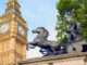 Statue of chariot under London's Big Ben clock tower