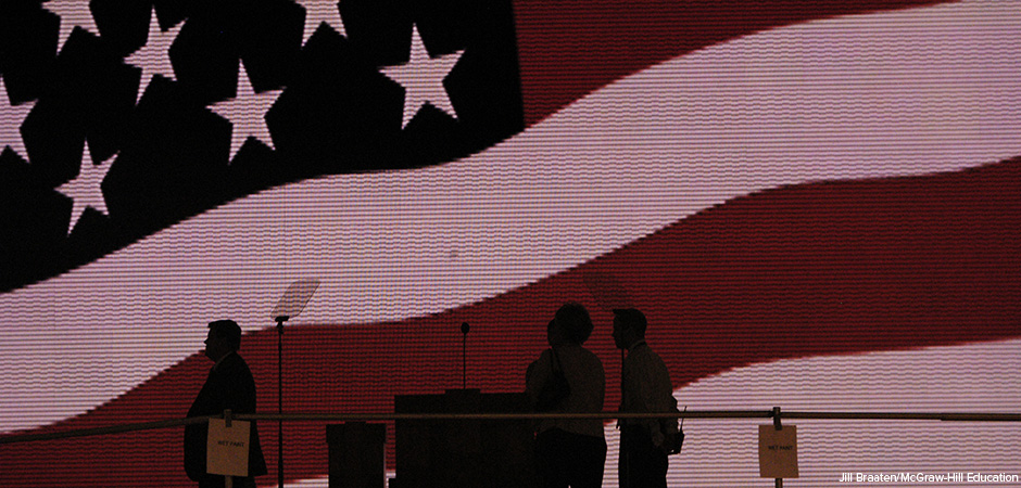 digital projection of American flag at convention