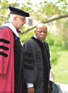 Georgia Congressman, John Lewis, a leading civil rights leader walks at Bard College commencement