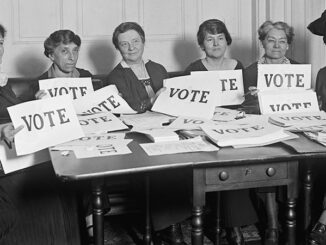 black and white photo of members of the National League of Women Voters