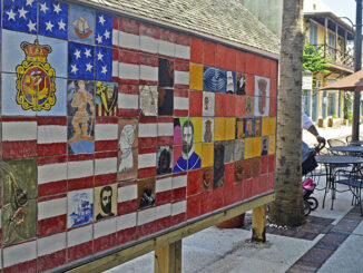 Spanish heritage mural on Aviles Street, St. Augustine, Florida;