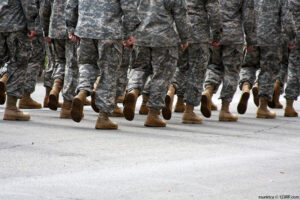 photo of Soldiers legs, marching together in unison