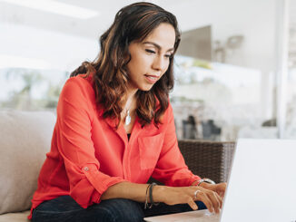 Latin American businesswoman working from home