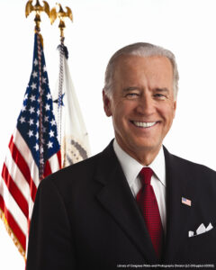 photo of Joe Biden with American flag in background