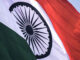 Low angle, close-up view of the Indian Flag Monument at Sanjeevaiah Park
