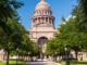 Low-angle view of the Texas State Capitol building in Austin, Texas