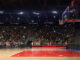 Basketball court with people fan. Sport arena.