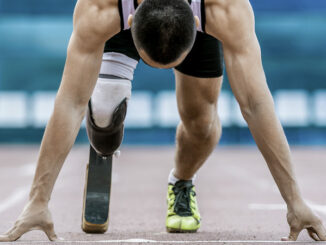 disabled athlete preparing to start running