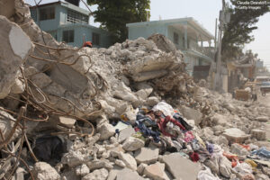 Destroyed houses after earthquake