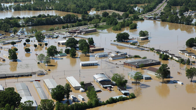 Aerial PDA in Tennessee flood waters in Tennessee