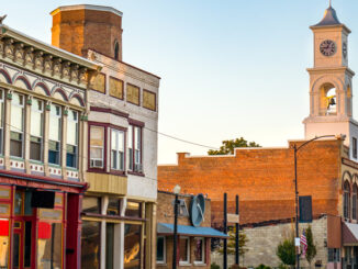 Traditional main street in small town in midwest America