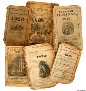 Collection of very old farmer's almanacs
