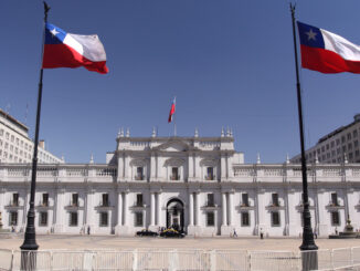 Landscape view of La Moneda Palace in Santiago, Chile