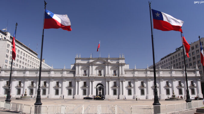 La Moneda Palace; Shutterstock ID 47402794; PO: 16AprilDPGcorp; Job: missing downloads Landscape view of La Moneda Palace in Santiago, Chile