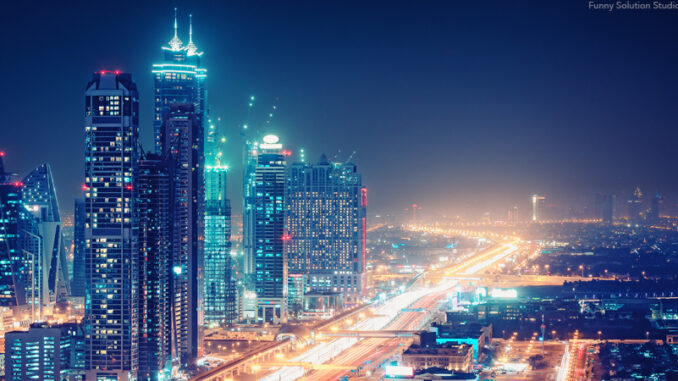 121321_04P_FS nighttime skyline of Dubai, United Arab Emirates