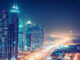 nighttime skyline of Dubai, United Arab Emirates