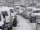 Traffic jam caused by heavy snowfall