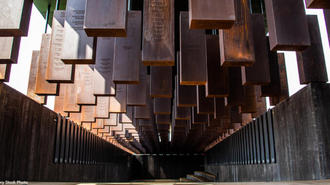 The National Memorial for Peace and Justice or National Lynching Memorial, Montgomery, Alabama, USA The National Lynching Memorial in Montgomery, Alabama