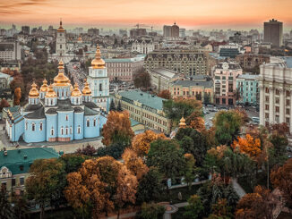 an aerial view of Kyiv, Ukraine