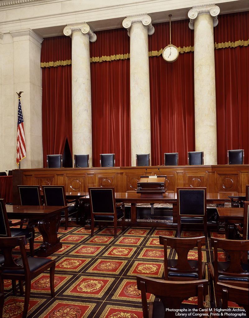 Interior view of the court chamber room of the United States Supreme Court, 