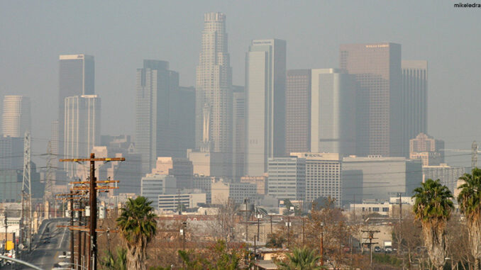 050222_02P_FS downtown Los Angels California, partially hidden by smog