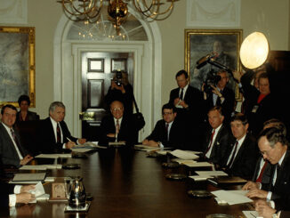 a meeting in the Cabinet Room of the White House