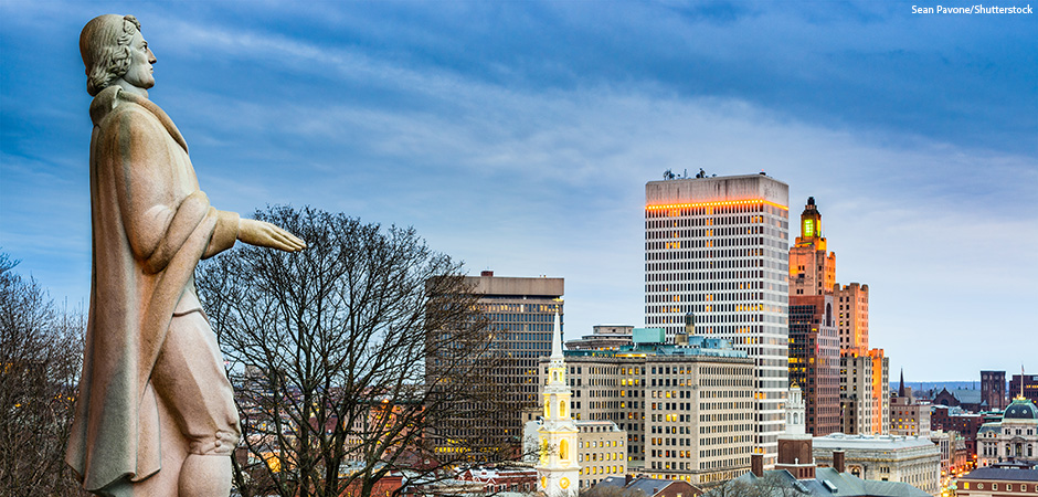 Providence, Rhode Island city skyline from Prospect Terrace Park