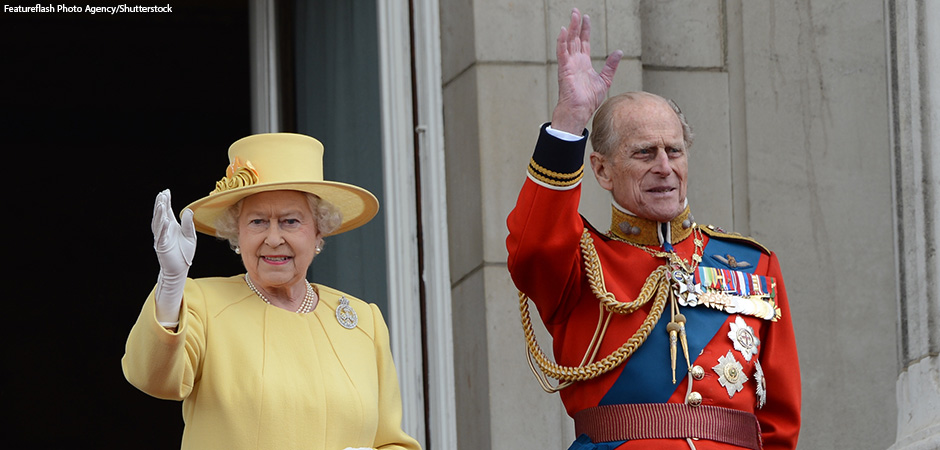 Queen Elizabeth II and Duke of Edinburgh attend the Trooping Of The Colour at Horse Guards Parade, London