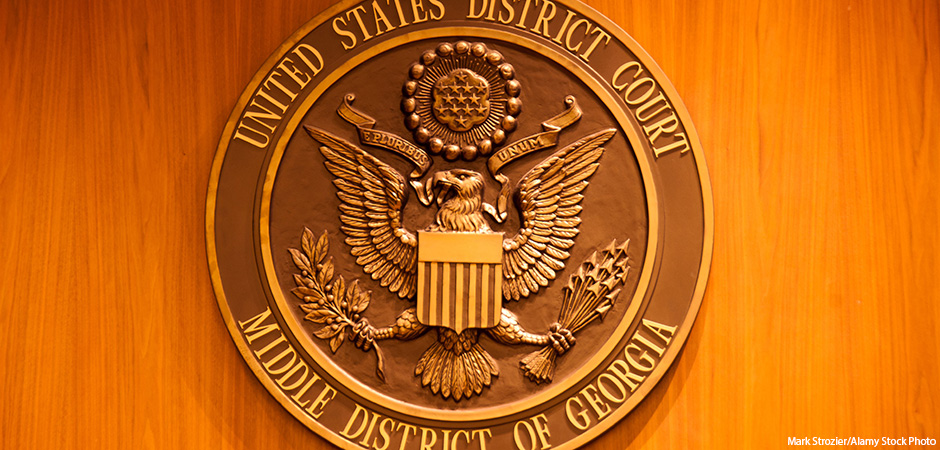 Photograph of plaque and seal for United States District Court, Middle District of Georgia located in Macon Bibb County Georgia.