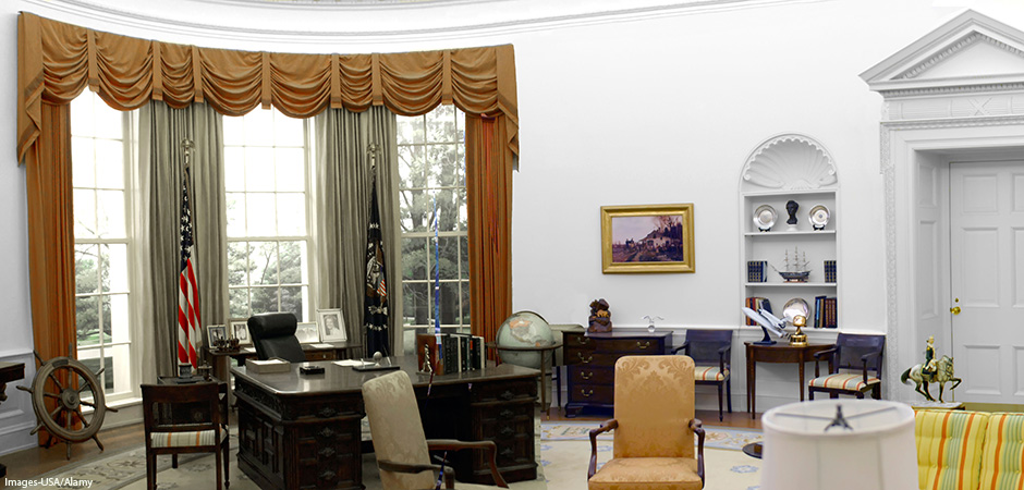 The oval office at the White House in Washington DC