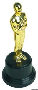 golden Academy Award-like statuette trophy
