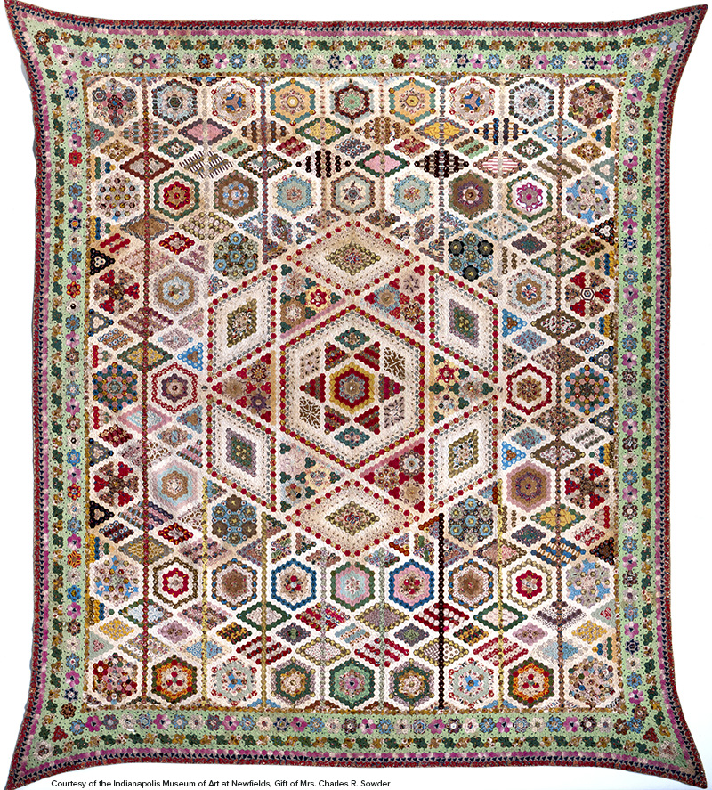 This image shows a quilt with a very complex pattern