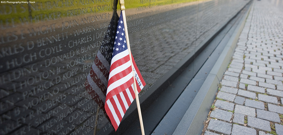 American Flag Vietnam War Memorial Washington DC USA