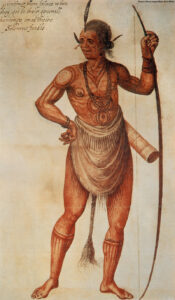 Watercolor by John White of a Native American man