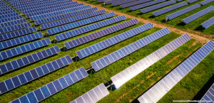 Aerial photograph taken above solar power plant