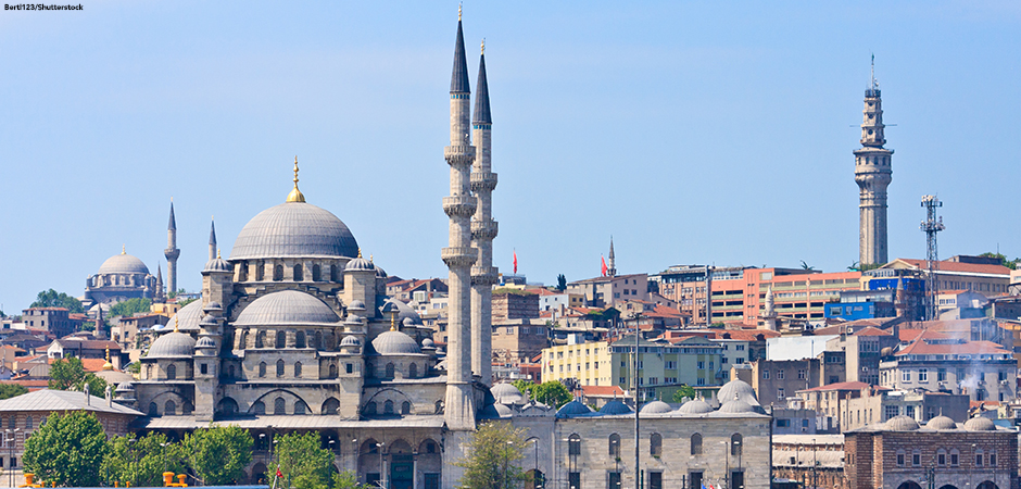 Istanbul New Mosque and Ships, Turkey