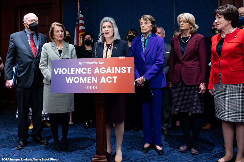 U.S. Senator Joni Ernst (R-IA) speaking at a press conference announcing a bipartisan modernized Violence Against Women Act